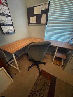 L-Shaped Desk with Office Chair
