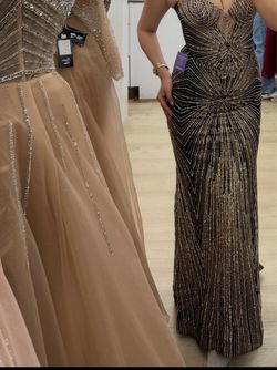 Black and Gold Beaded Formal Gown