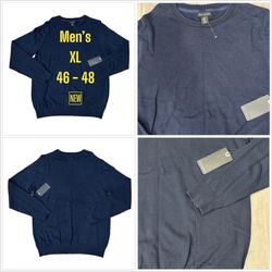 Men’s Art of Rhetoric XL 46 - 48 Sweater Crewneck Navy Blue Long Sleeve Cotton NWT