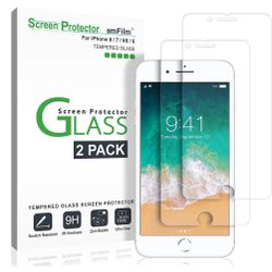 amFilm iPhone 8, 7, & 6 2-pack glass screen protector s