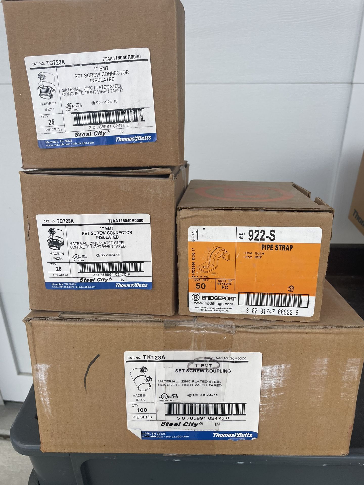 1” EMT Couplings, Connectors, Straps New