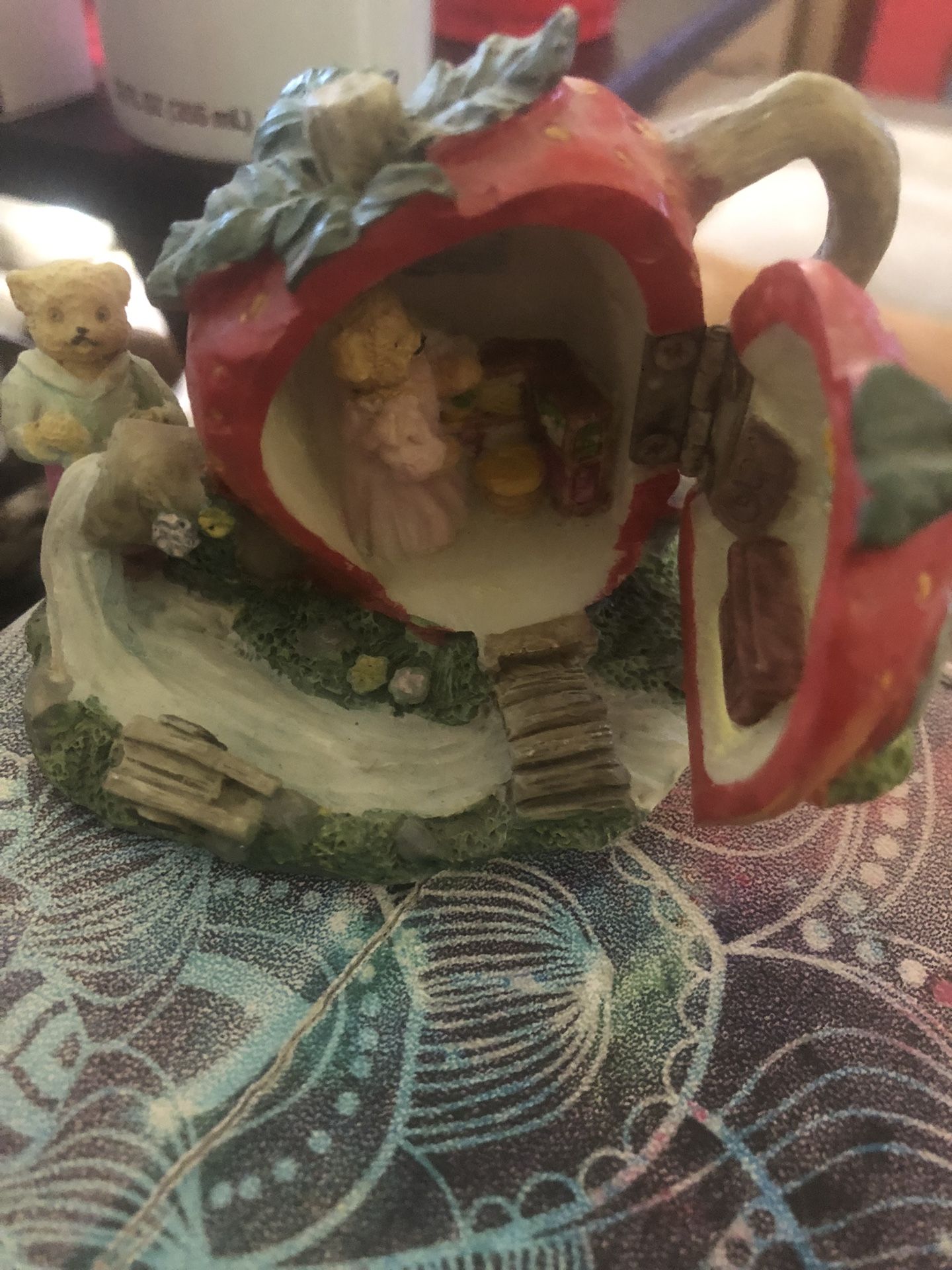 Small Strawberry & Bear Figurine
