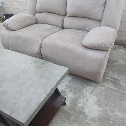 Recliner loveseat and coffee table