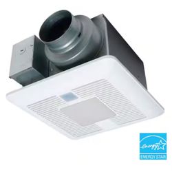 WhisperSense DC fan-LED Lights Motion and Humidity Sensors Delay Timer Pick-A-Flow Speed Selector 50, 80 or 110 CFM