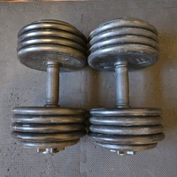 45lb Each Rubber 14inch Adjustable Dumbbells 