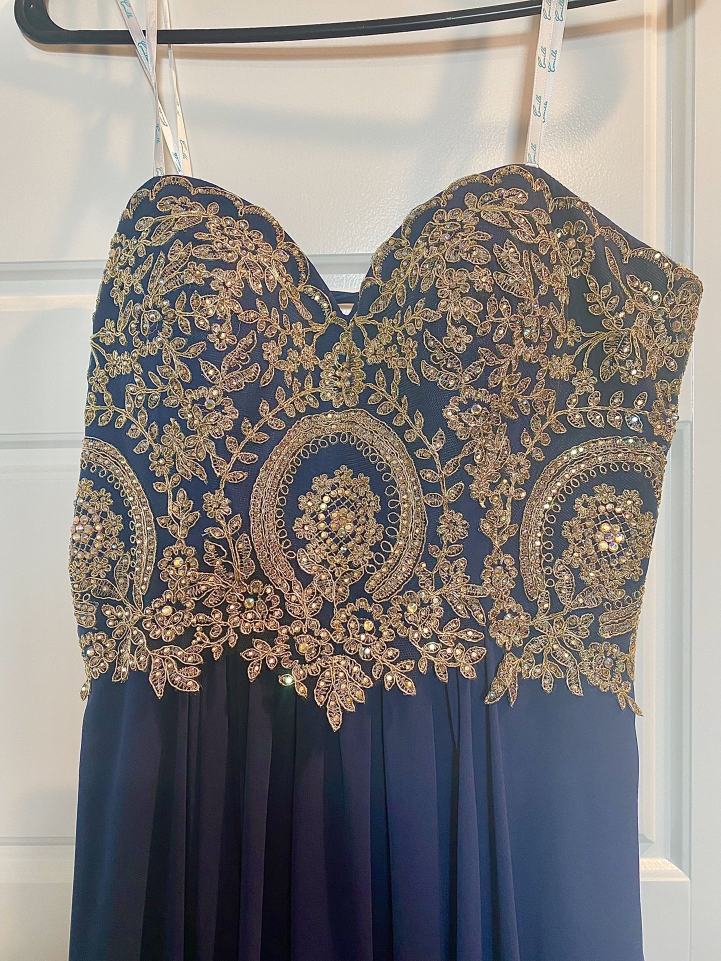 Dark Blue/gold Sequin Formal Dress