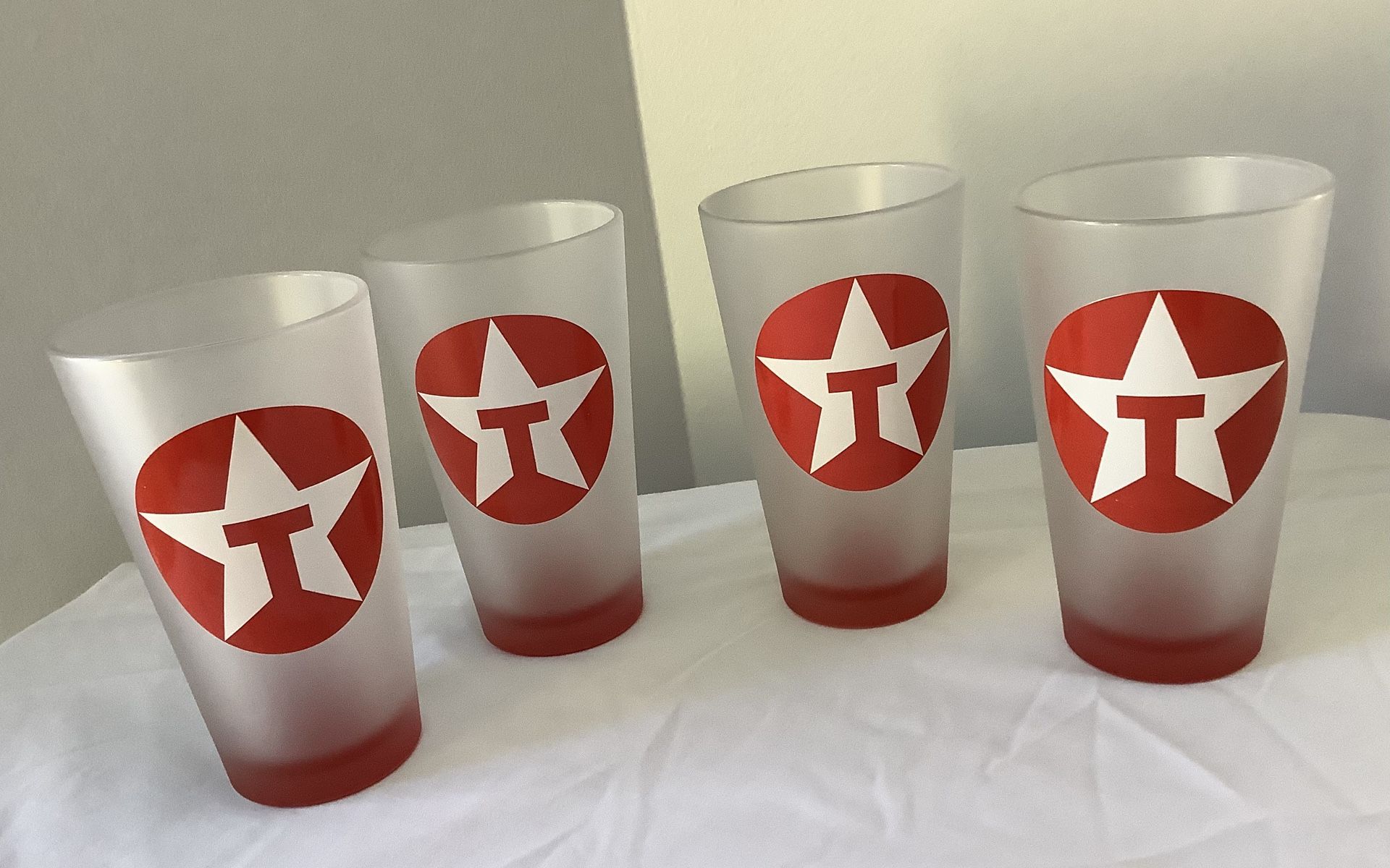 Gas Company Memorabilia - Set Of 4 - Texaco Drinking Glasses - NEVER USED