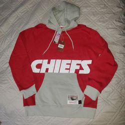 Men's Kansas City Chiefs Mitchell & Ness Red Big Face 5.0 Pullover Hoodie Size XL