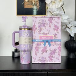 stanley 40oz/30oz Stainless Steel Diamond Glitter Insulated Travel Tumbler Cup With Handle, Lid And Straw, Suitable For Car, Travel, Birthday Gift, Ne