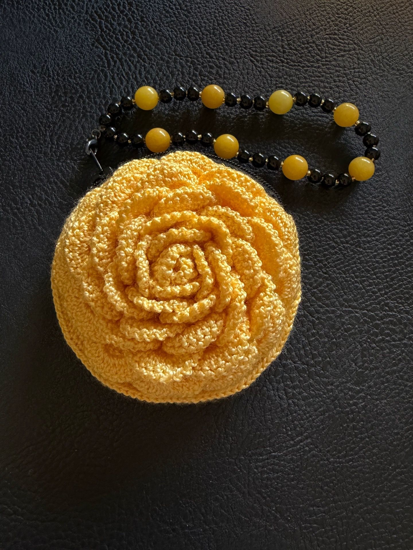 Crochet Rose Wristlet Purse