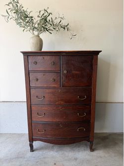 Antique Tiger Oak Gentleman’s Chest / Chiffonier Dresser