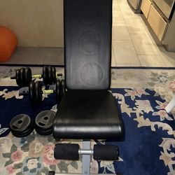 Adjustable Flyfe Fold Down Weight Bench With Dumbbells And Bar Set 