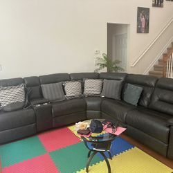 Leather Sectional With Power Recliner