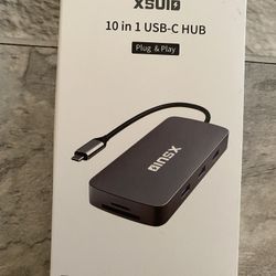 USB C Hub, 10 in 1 Type C Hub Adapter, USB C Docking Station with Gigabit Ethernet, 4K HDMI, VGA, PD 60W Type C , SD/TF Card Reader, 3 USB3.0, Audio, 