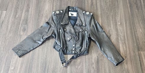 Womens 1980's Yucatan Bay Cropped leather Motorcycle Jacket Medium $120