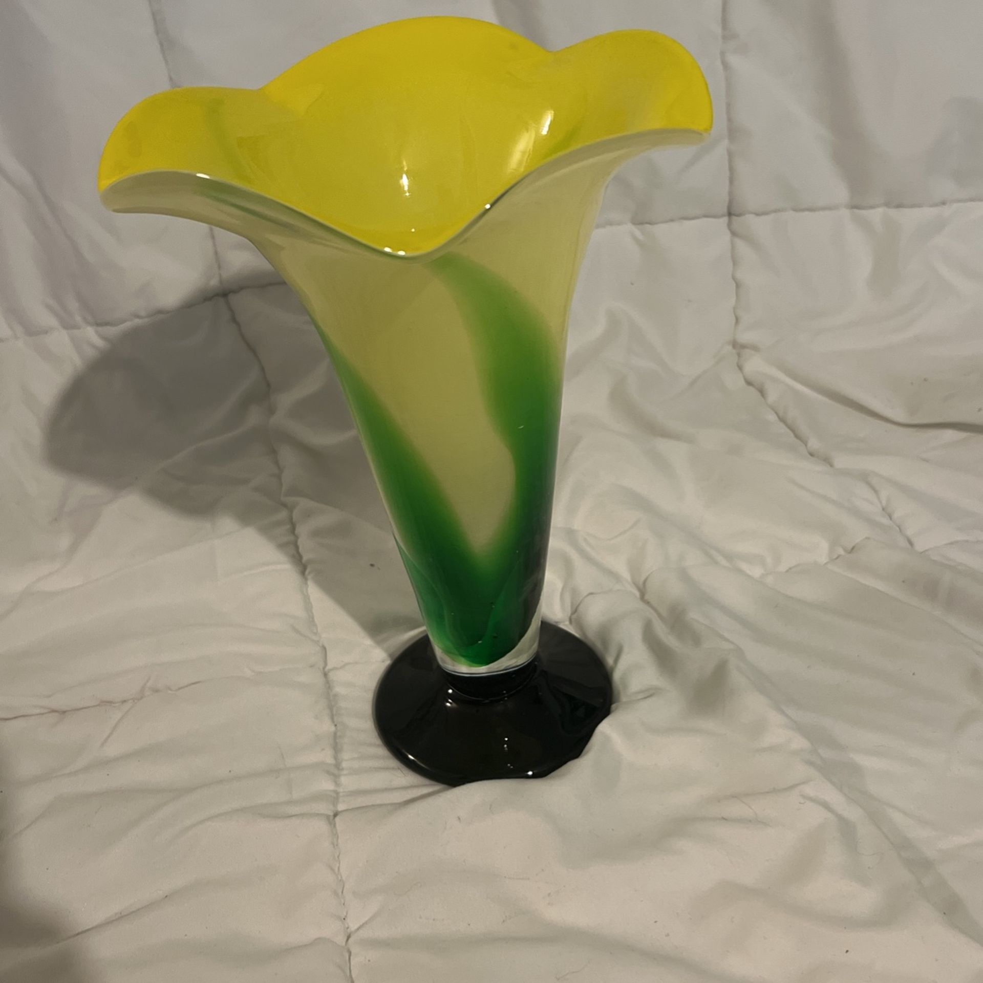 Yellow Green Glass Vase