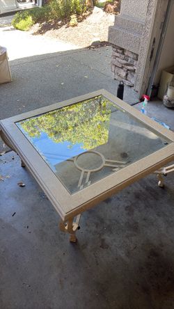 Faux Granite Glass Outside Table