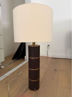 Matching Modern Table Lamps – Leather & Brass