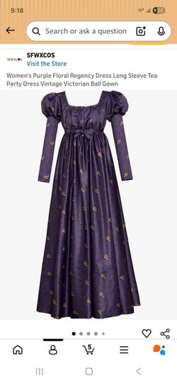 Brudgerton Regency ‑Inspired Purple Floral Dress – Elegant Puff Sleeve Maxi