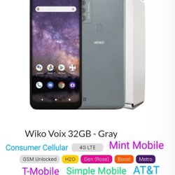 Wiko Voix 32GB GSM Unlocked T-Mobile/Metro PCS/Boost Mobile/Consumer Cellular/Simple Mobile/Mint Mobile/AT&T 