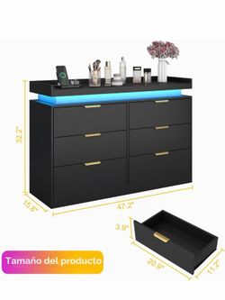 6 drawer dresser for bedroom / black