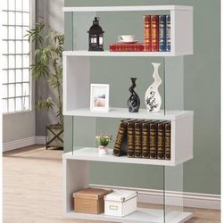 4 Tier Bookshelf With Glass Panel Sides! SUPER SALE!!