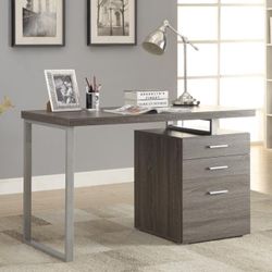 Modern Writing Desk With File Cabinet , White, Cappuccino Or Grey Color Available