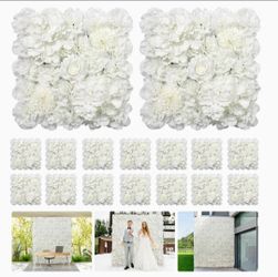 QinmiGarden  3D Flower Wall Panel 16pcs Artificial Floral Background-White
16.5"x16.5"panel,Mixed realistic flowers,flexible styling,easy DIY setup,re