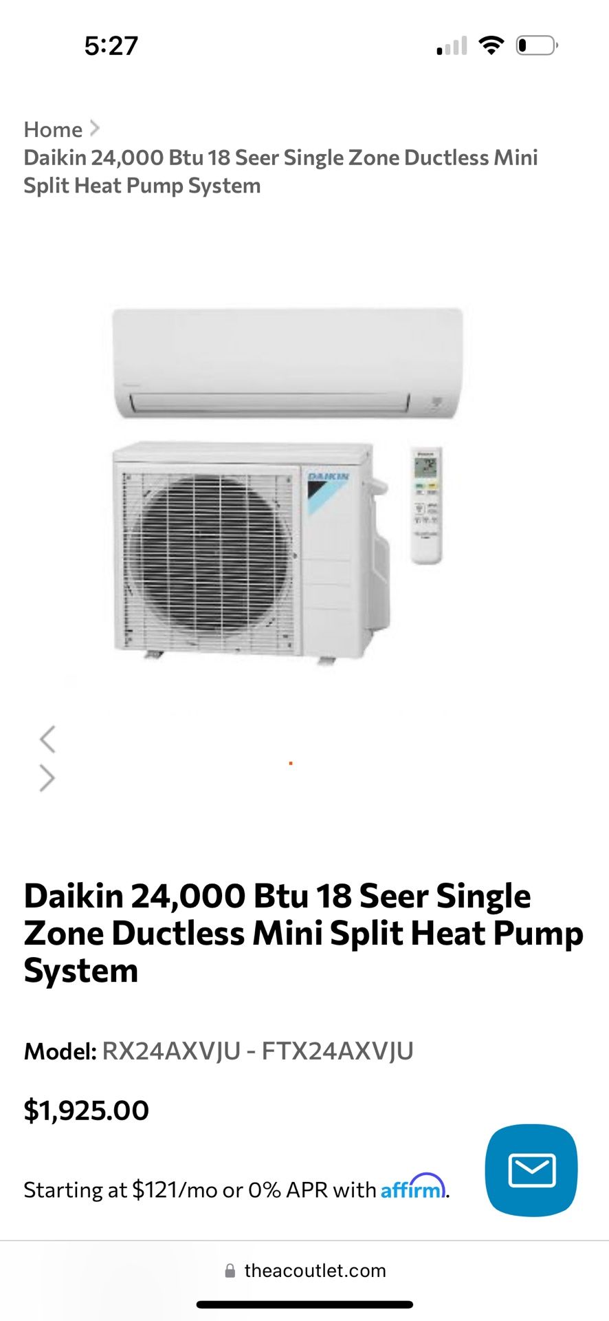 Daikin Ton 19 Seer Mini split