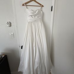 Silky Wedding Dress With Full Train & Bustle
