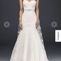 Size 10 Sweeatheart Trumpet Wedding Dress With Branded Sash Worn Once 