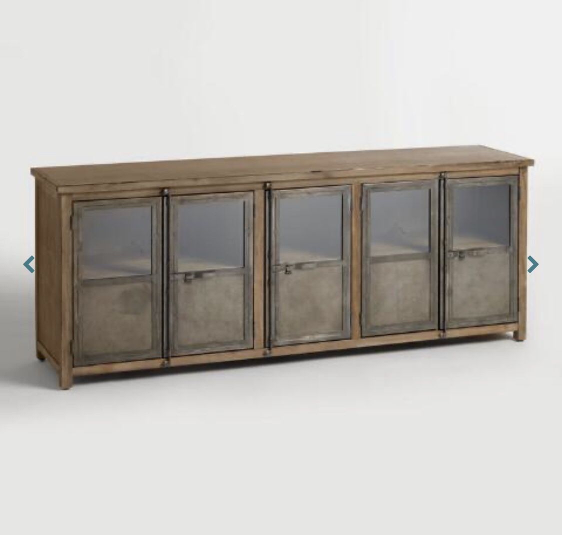 Cost Plus World Market Large Media Wood and Metal Langley Storage Cabinet