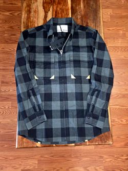 Steve Aoki's DIM MAK Men's Black and Gray Zip-up Flannel Jacket