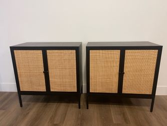 Set of 2 Black Rattan Storage Cabinets - $140 for Both