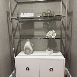 Glass Shelving Unit With Cabinets 
