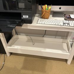 Small White Side Table/desk With Lower Shelf 
