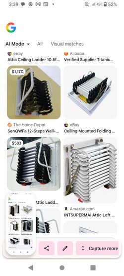Telescopic folding attic lader