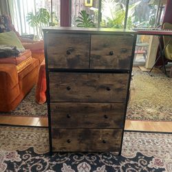Wooden Dresser - Lightweight Cabinet With Fabric Drawers