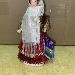 7.5 inch Vintage Evelt Handmade Greek Porcelain Doll 127 E Kymi Imported From Greece