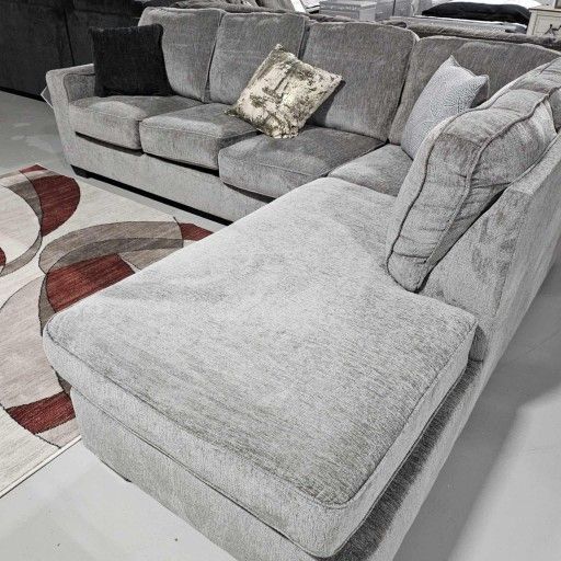AP🎉 Light Gray L Shape Sectional Couch With Chaise// Fast Delivery & Financing