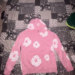 Pink Demin Tear Hoodie