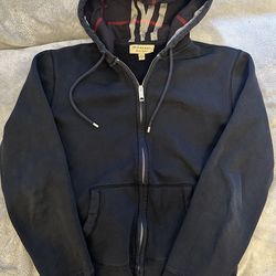 Black Double Zipper Burberry Zip Up Hoodie