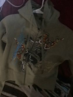 Ed Hardy Vintage Green Zipup Large