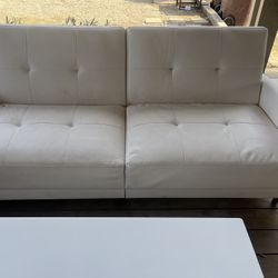 Leather Futon”White In Good Condition”L@@k