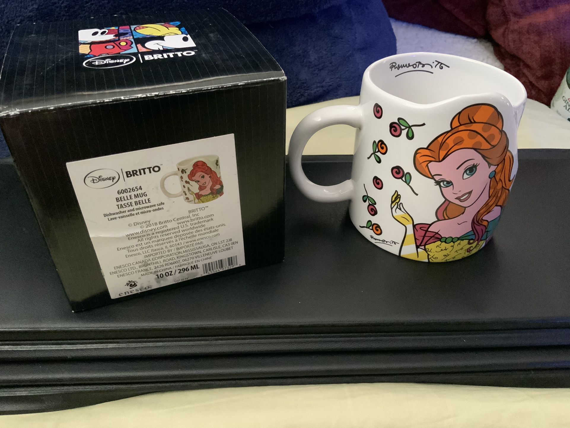 NEW Enesco Disney by Britto Beauty and The Beast Belle Coffee Mug 10 oz. Multicolor in Original Box ( took out of box for photos only)