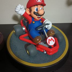 Mario Brothers Mario On Go Cart Statue 14in Diameter New In Box