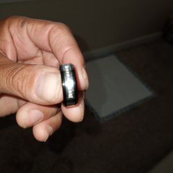black ceramic & stainless steel 1/8 carat diamond wedding  band retail 346$at zales.