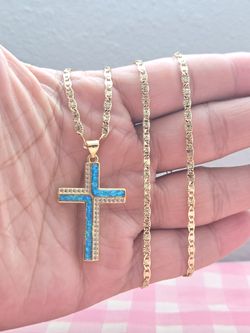 Light Blue Cross Necklace