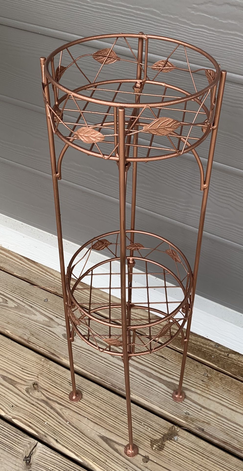 Copper Leaf Plant Stand With Pots