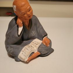 Vintage Japanes Hakata Urasaki Ceramic Man Reading
